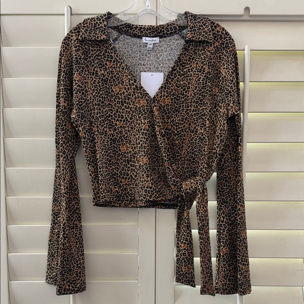 love, Fire Leopard Print Wrap Blouse